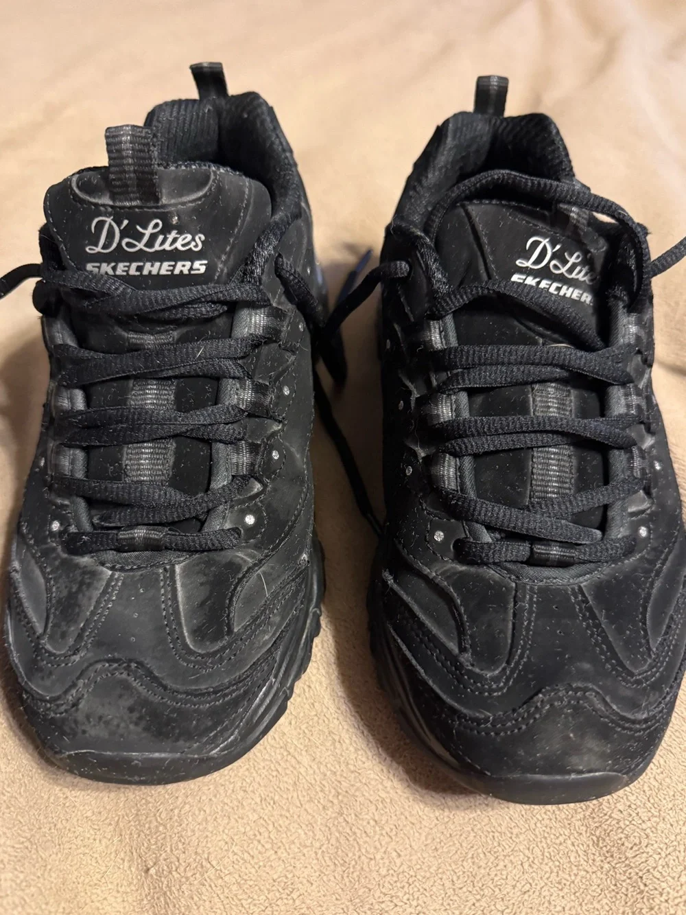 Skechers D'Lites Black Chunky Lace-Up Sneakers